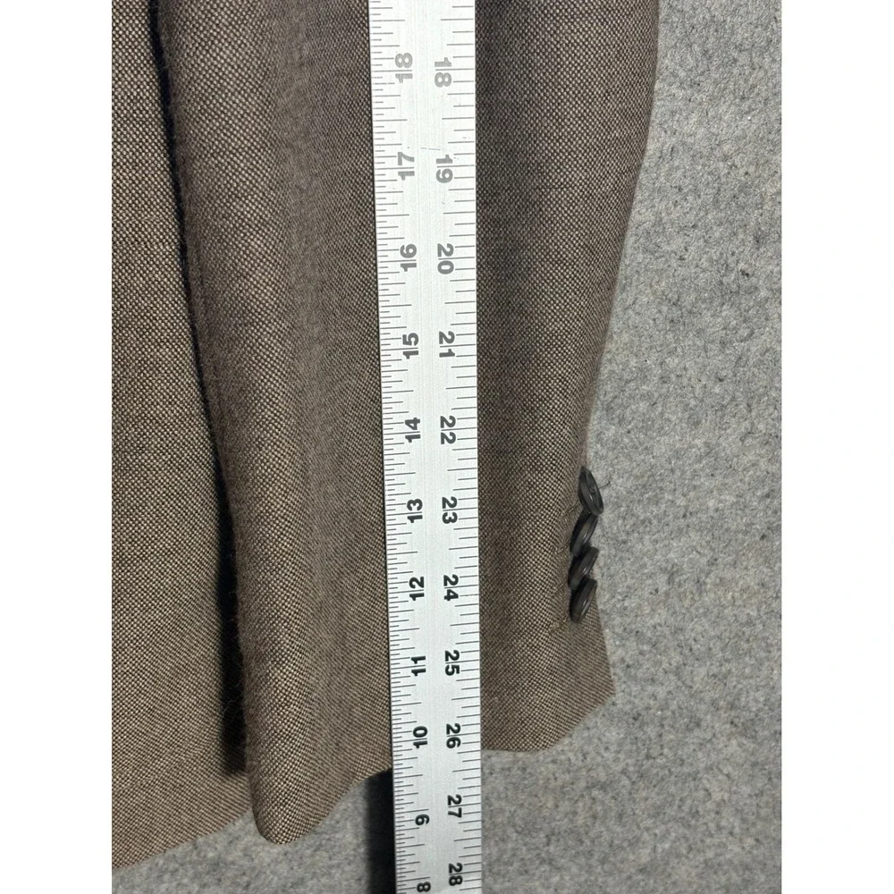 Stafford Essentials Mens 40R Slim Fit Brown Wool Blend Blazer Quilted Bib Jacket